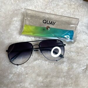 Quay Black Aviator Sunglasses with Case